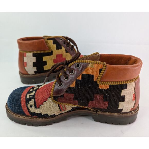 Turkish KILIM Wool Embroidered Ankle BOOTS Women 7 | 251072 - Picture 4 of 12